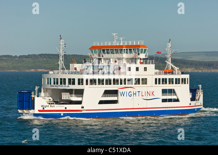 'Wight Sonne' Wightlink Autofähre im Ärmelkanal auf dem Weg von Yarmouth Isle Of Wight, Lymington. JMH5131 Stockfoto