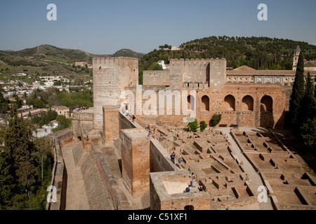 Granada Spanien Alhambra Palast Ruinen Wand Albaicin Bezirk Alcazaba Festung Stockfoto