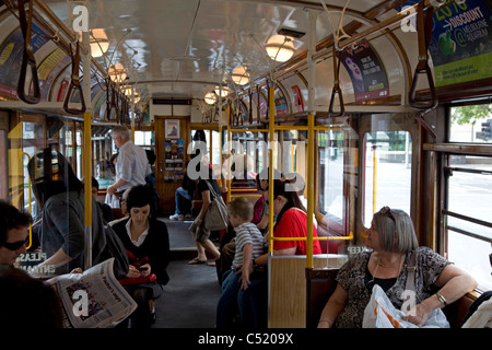 Innere des City Circle Tram auf dem Straßenbahnnetz in Melbourne Stockfoto