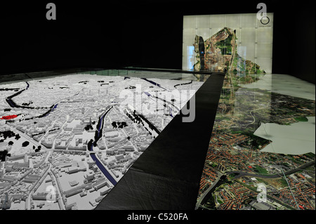 Scale-Modell und Luftaufnahmen Foto der Stadt Ghent im STAM, Stadtmuseum Gent, Belgien Stockfoto