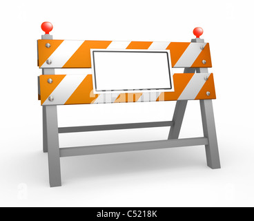 Road-Barriere - isoliert auf weißem Hintergrund Stockfoto