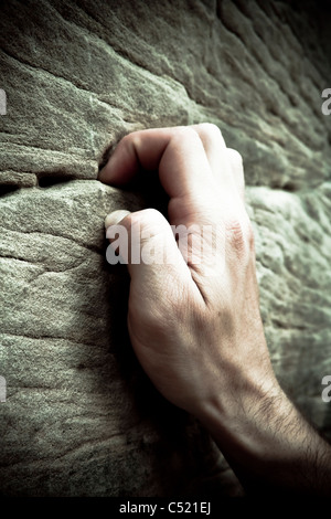 Hand eines Kletterers, detail Stockfoto