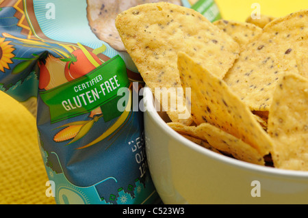 Gluten freie Lebensmittel Produkte Chips / Nachos Stockfoto