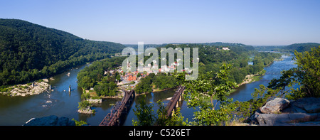 Panorama über Harpers Ferry aus Maryland Heights Stockfoto