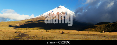 Vulkan Cotopaxi Panorama im ecuadorianischen Nationalpark mit dem gleichen Namen Stockfoto