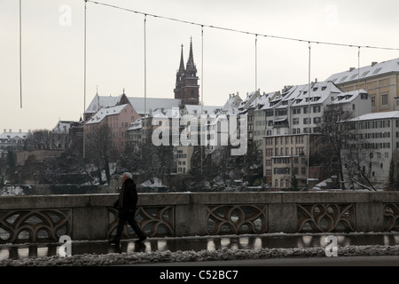 Blick auf Basel von der Mittleren Brücke Stockfoto