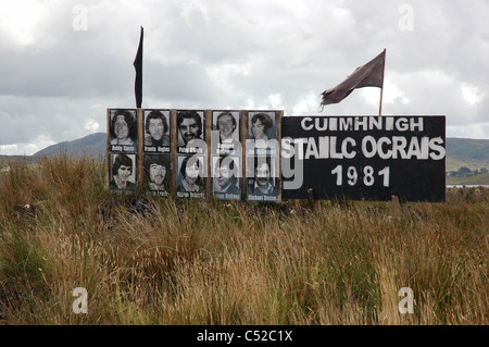 Ein Denkmal zu 10 irischen Hungerstreikenden 1981 verstorbenen Stockfoto