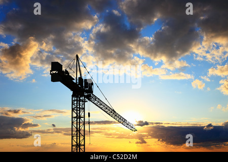 Baustelle bei Sonnenuntergang Stockfoto