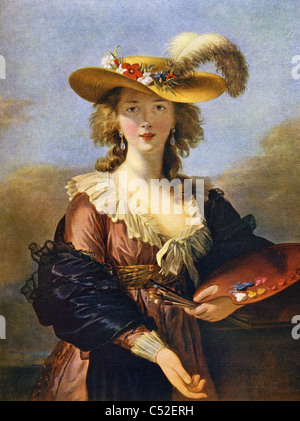 Das Gemälde mit dem Titel "Portrait of the Artist" ist ein Selbstporträt von französischen Maler Madame Elisabeth Louise Vigee Le Brun. Stockfoto