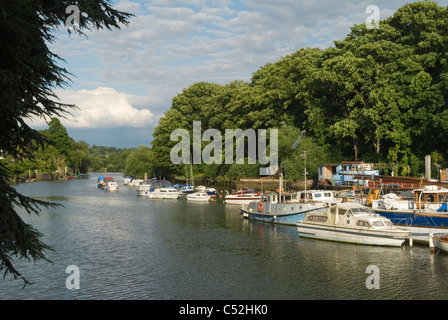 Themse in Twickenham, Middlesex. Eel Pie Insel Werft. Blick flussabwärts in Richtung Richmond und London. HOMER SYKES Stockfoto