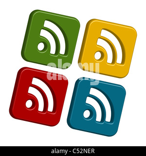Illustration des RSS-Icons auf weißem Hintergrund Stockfoto