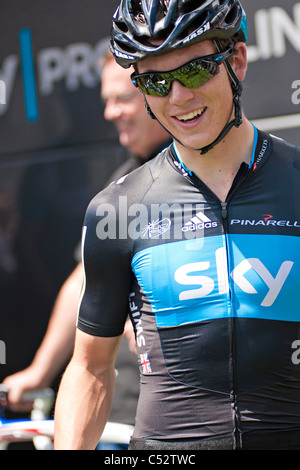 Ben Swift vorbereiten der britischen National Road Cycling Meisterschaft in Stamfordham 2011 Stockfoto