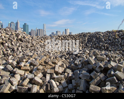 Brooklyn Bridge Park Granit Ziegel Stockfoto