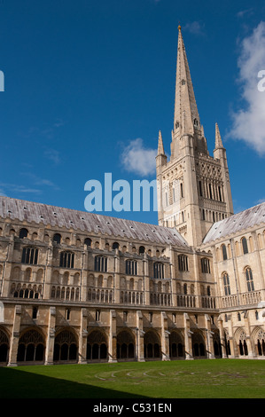 Turm und Süd Querschiff der schönen Norwich Cathedral, East Anglia, England. Stockfoto