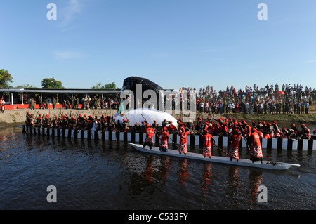 Sambia Barotseland, Kuomboka-Zeremonie, der Lozi König ändern seinen Wohnsitz von Domizil in seinem Palast in gelegene Stockfoto