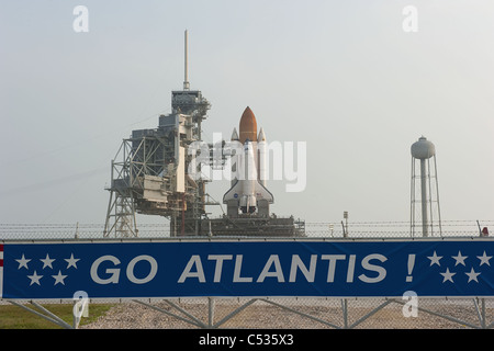 Atlantis STS-135, die letzte Space-Shuttle-Mission auf der Startrampe 39A am NASA Kennedy Space Center in Florida. Stockfoto