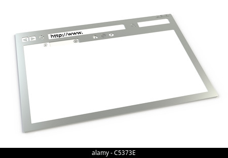 Chrome-Browser-Fenster, isoliert auf weiss Stockfoto