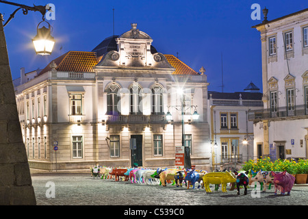 Schwein-Parade in Giraldo Platz, Evora, Portugal, Europa Stockfoto