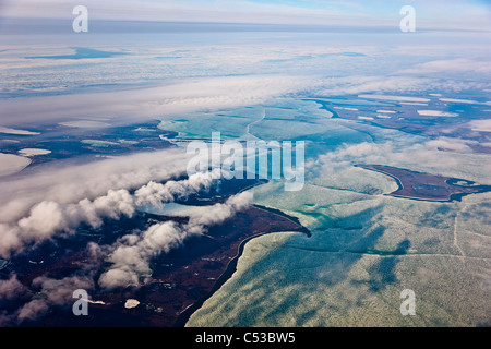 Luftaufnahme der North Slope Küstenebene, Arktis Alaska, Sommer Stockfoto