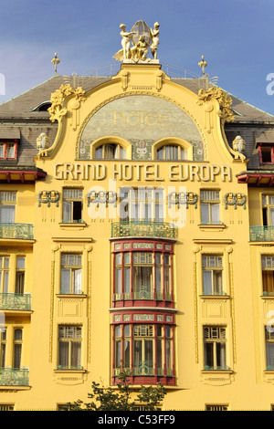 Art-Deco-Gebäude am Wenzelsplatz, Grand Hotel Europa, Prag, Tschechische Republik, Europa Stockfoto