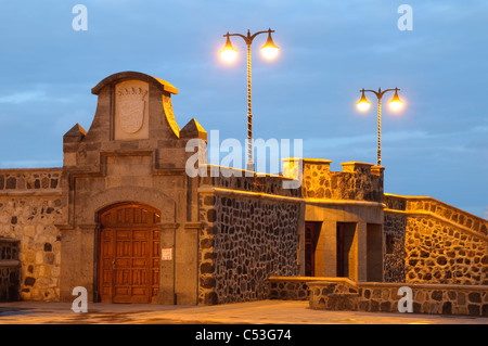 Festungsmauer der Plaza Europa, Puerto De La Cruz, Teneriffa, Kanarische Inseln, Spanien, Europa Stockfoto