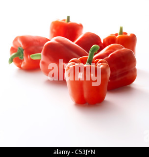 Rote Paprika isoliert auf weißem Hintergrund Stockfoto