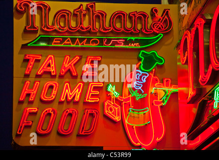 Nathans Hotdog-Stand Coney Island, Brooklyn NY Stockfoto