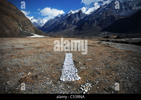 Eine Szene auf einer Wanderung in der Langtang-Tal in Nepal Stockfoto