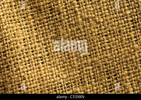 Eine Nahaufnahme Bild von Jute-Stoff, geeignet für eine Hintergrundtextur Stockfoto