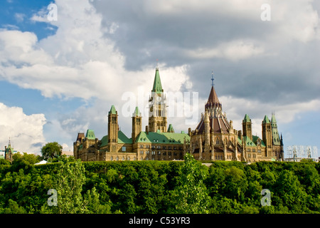 Die Nordwand der Parlamentsgebäude auf dem Parliament Hill in Ottawa, Ontario, Kanada Stockfoto