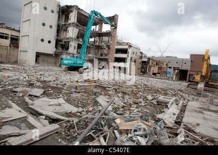 Tsunami-Verwüstungen in Onagawa, Region Tohoku, Japan, 2011. Stockfoto