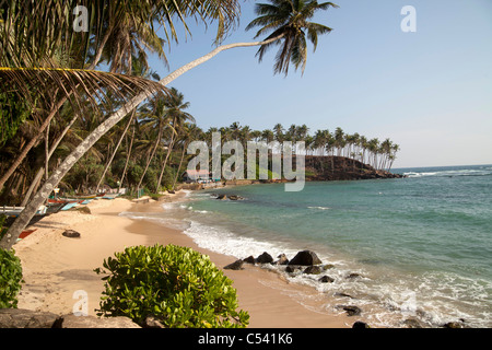 Angelboote/Fischerboote am Traumstrand in Mirissa, Sri Lanka Stockfoto