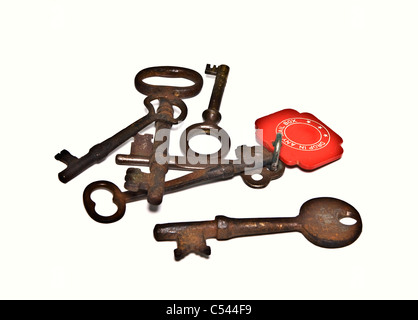 Eine Sammlung von alten rostigen Schlüssel. Stockfoto