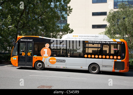 Diesel-Elektro-Hybrid-Bus in Manchester UK Stockfoto