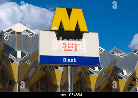 U-Bahnstation unterzeichnen quadratische Rotterdam Blaak der Provinz Süd-Holland Niederlande-Europa Stockfoto