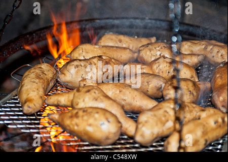 A-Jiangs Guest House, Süßkartoffel Barbecue, Alishan National Park Scenic Area, Chiayi, Taiwan Stockfoto