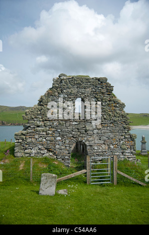 Die alte Ruine von St. Olaf Kirk, Unst Shetland. SCO 7504 Stockfoto