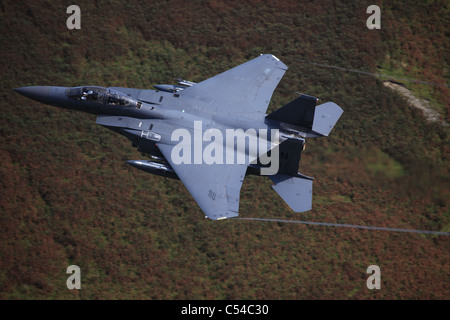 F15 Eagle niedrig fliegen in der Mach-Schleife-Nord-wales Stockfoto