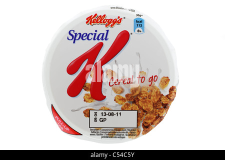 Oben auf einem 30 Gramm Karton von Kelloggs Special K Getreide mit GP gehen zu verkaufen, nach Datum Stockfoto