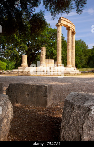 Ruinen von Philippeion in Olympia Griechenland - Heimat der ursprünglichen Olympischen Spiele ab 776 v. Chr. Stockfoto