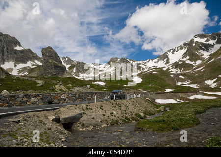 Walliser Alpen vom großen St. Bernhard-Pass, Col du Grand-Saint-Bernard, Colle del Gran San Bernardo, Westalpen, Italien Stockfoto