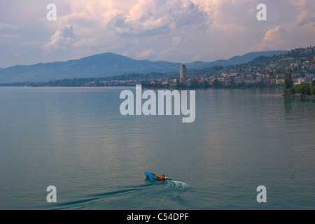 Blick Richtung Veytaux Monteux, Genfer See, Schweiz Stockfoto