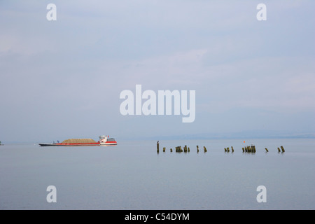 Neuenburger See, Lac de Neuchate, Neuenburgersee, Estavayer-le-Lac, Kanton Freiburg, Schweiz Stockfoto