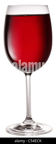 Glas Rotwein isoliert auf einem weißen Hintergrund. Stockfoto