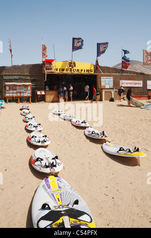 Windsurf Center am Sotavento Strand Jandia, Fuerteventura, Kanarische Inseln, Spanien Stockfoto