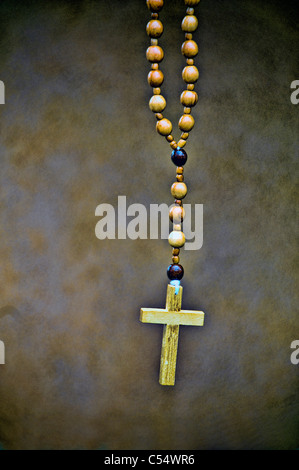 Nahaufnahme der Rosenkranz mit einem Kreuz, St. Francis Cathedral, Santa Fe, New Mexico, USA Stockfoto