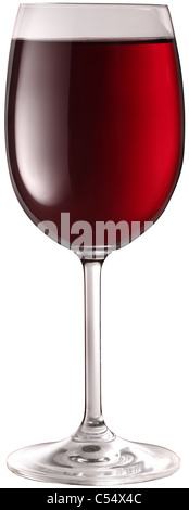 Glas Rotwein isoliert auf einem weißen Hintergrund. Stockfoto