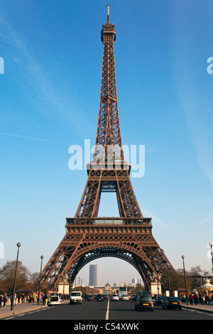 Eiffelturm, der Blick von der Brücke D'iena über dem Fluss Seine. Paris, Frankreich. Stockfoto