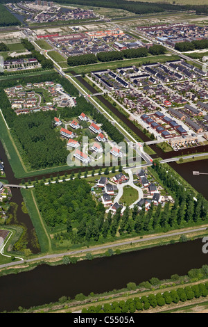 Die Niederlande, Almere, moderne Wohngebiete. Luftbild Stockfoto