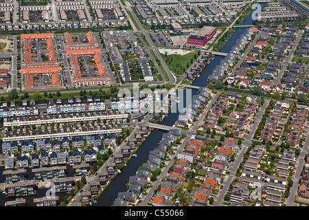 Die Niederlande, Almere, moderne Wohngebiete. Luftbild Stockfoto